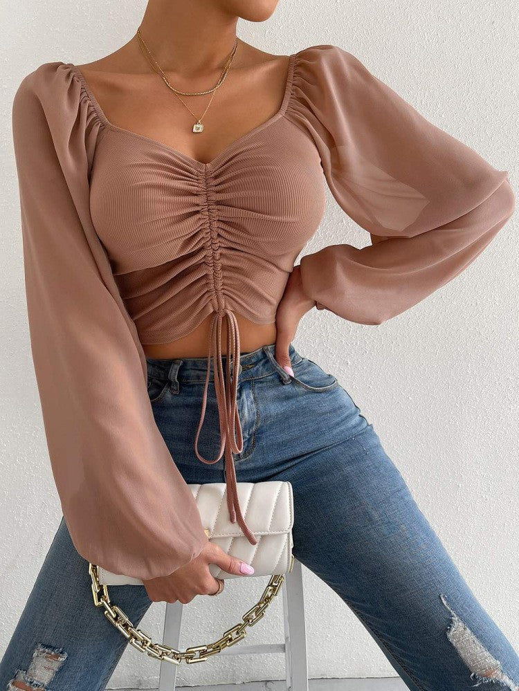 Blusa de Malha e manga longa marrom claro