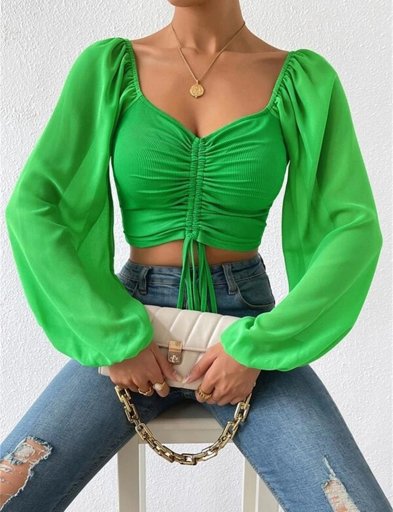 Blusa de Malha e manga longa verde claro