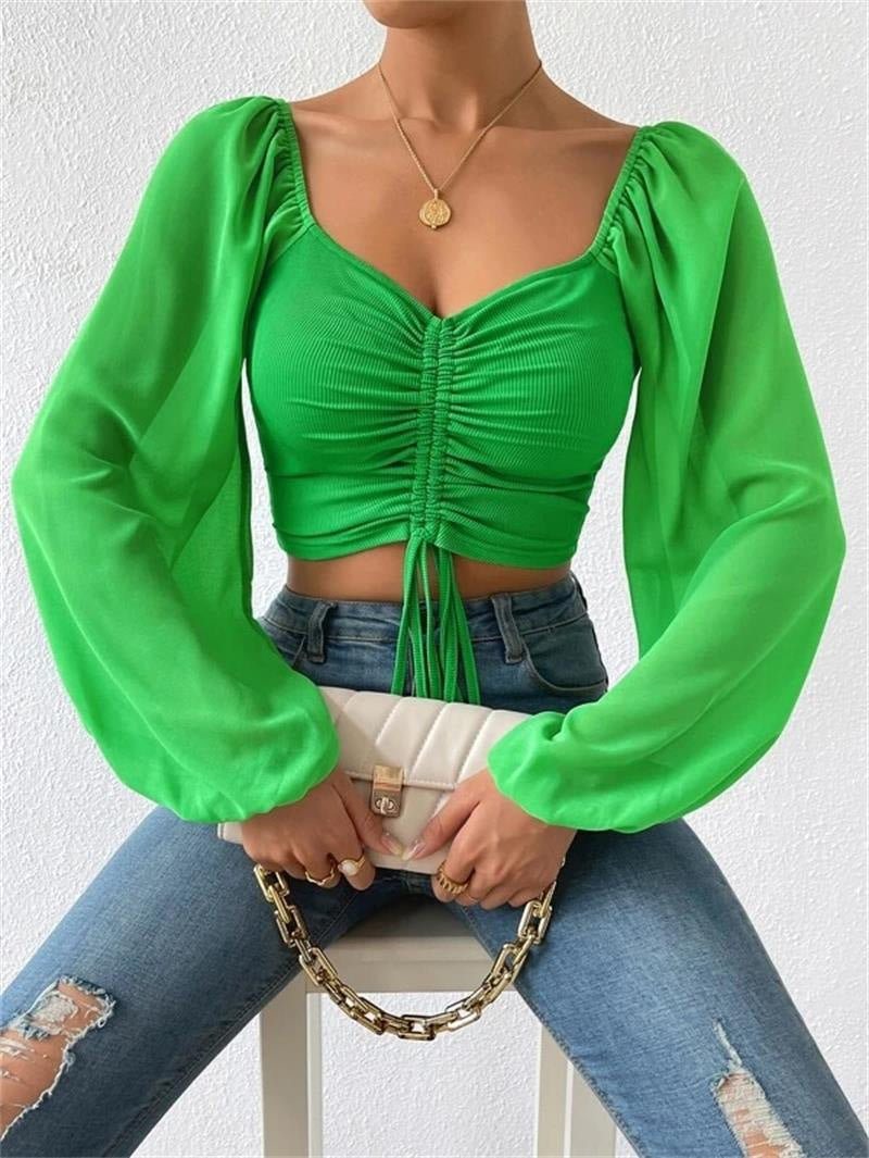 Blusa de Malha e manga longa verde claro