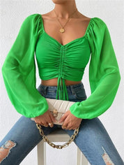 Blusa de Malha e manga longa verde claro