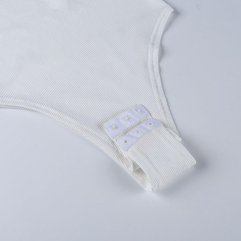 Bodysuit de malha sem mangas casual feminino branco 