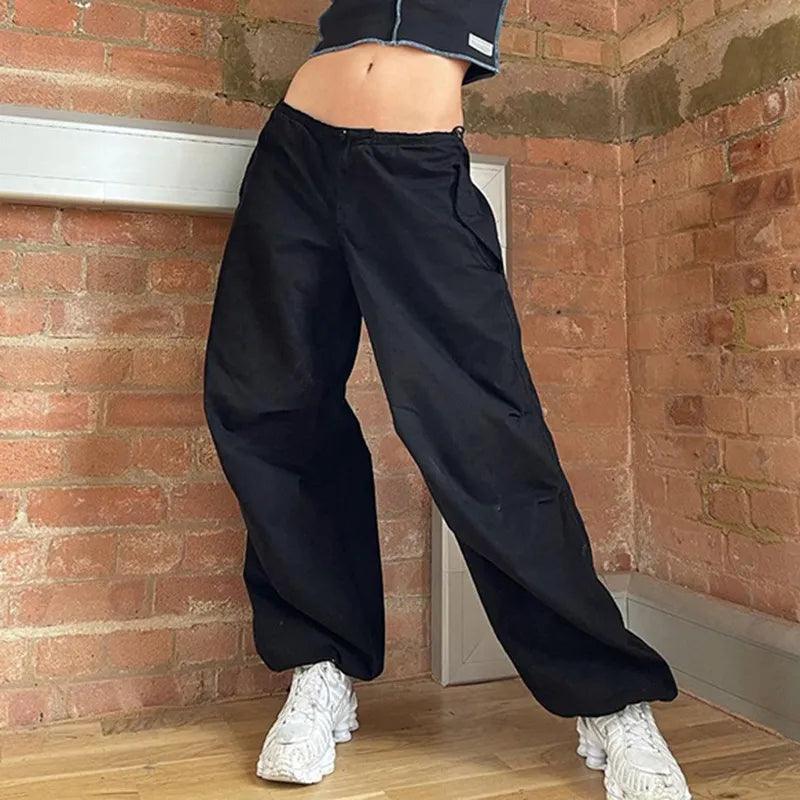 Calça Cargo Oversize Moletom preto