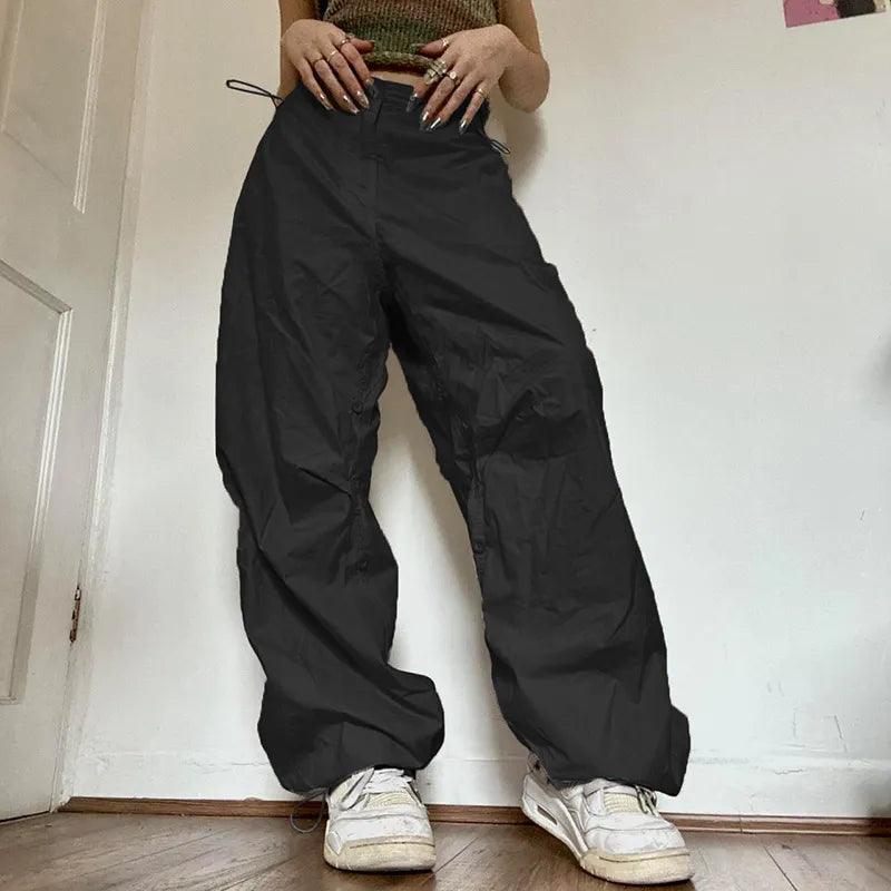 Calça Cargo Oversize Moletom preto