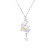 Colar Lua + Estrela Vitrificada Delicado Feminino
