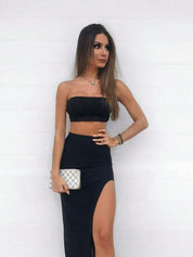 Conjunto Saia Longa  Fenda 