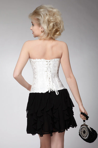 Corset Espartilho Floral Modelador de corpo branco