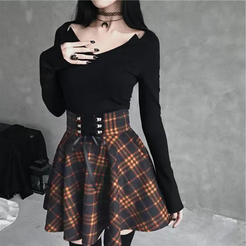 Mini Saia Xadrez Gótica Feminina