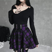 Mini Saia Xadrez Gótica Feminina roxo