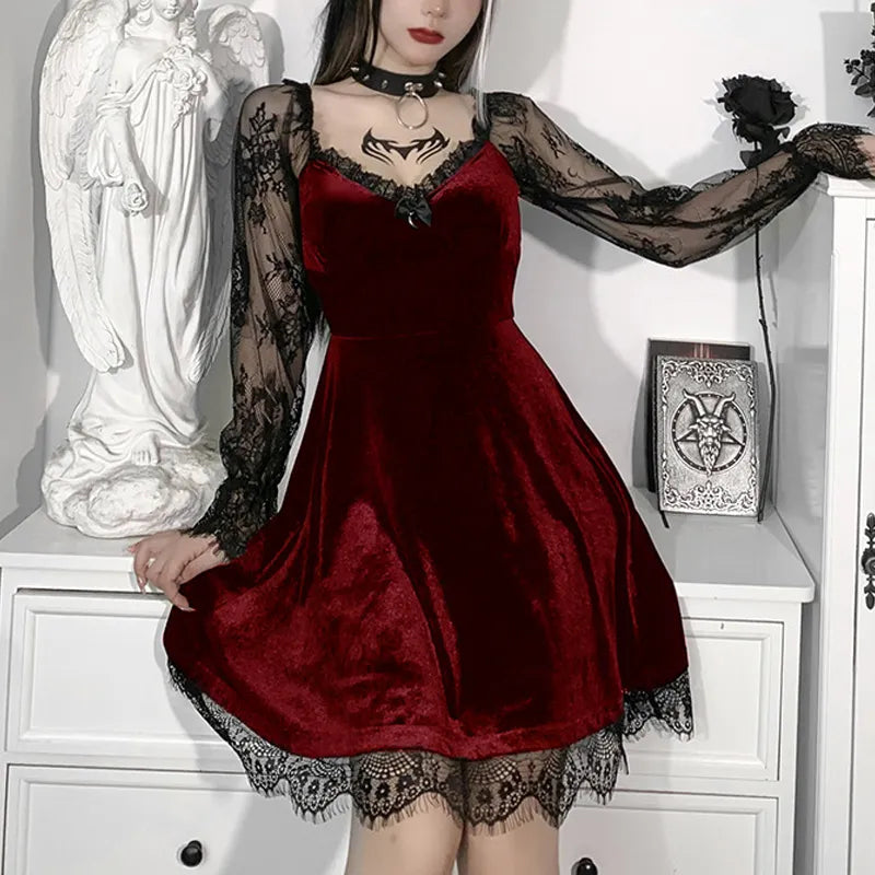 Mini Vestido de Renda 90s vintage punk feminino