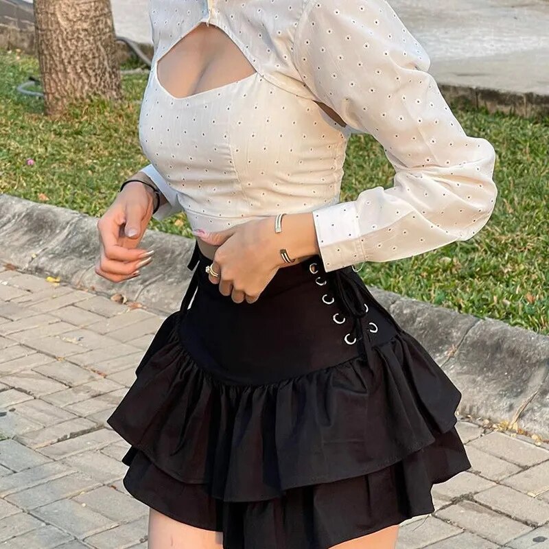 Minifalda gótica de cintura alta