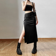 Saia Feminina Split Simples preto 