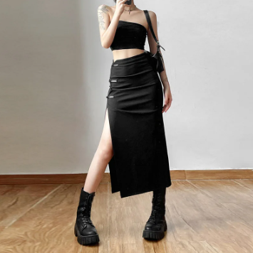Saia Feminina Split Simples preto 