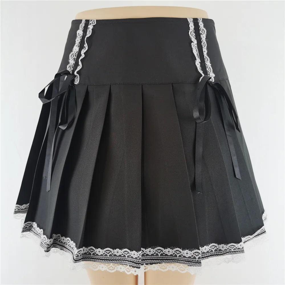 Saia Streetwear Gothic cintura alta preto