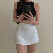 Saia de tênis feminina cintura alta branco