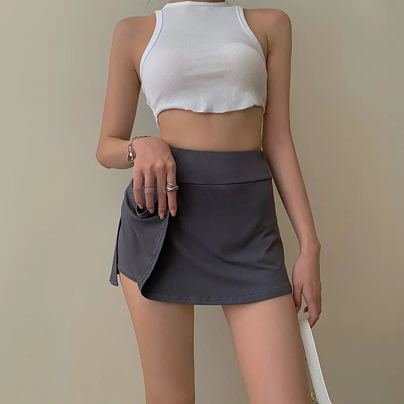 Saia de tênis feminina cintura cinza