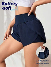 Short Esportivo Feminino de cintura larga elástico azul