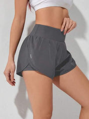 Short Esportivo Feminino de cintura larga elástico cinza