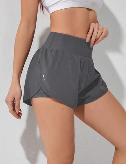 Short Esportivo Feminino de cintura larga elástico cinza