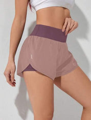 Short Esportivo Feminino de cintura larga elástico rosa