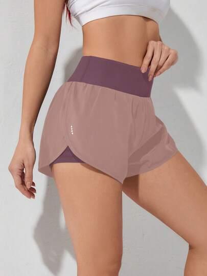 Short Esportivo Feminino de cintura larga elástico rosa