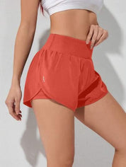 Short Esportivo Feminino de cintura larga elástico vermelho