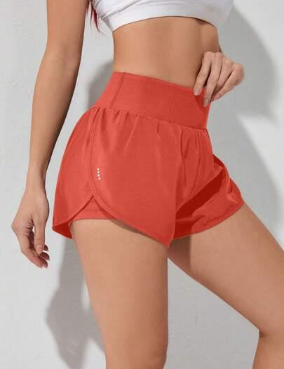 Short Esportivo Feminino de cintura larga elástico vermelho