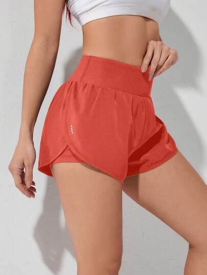 Short Esportivo Feminino de cintura larga elástico vermelho