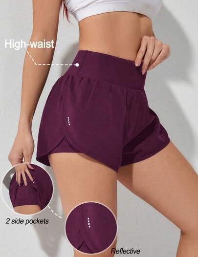 Short Esportivo Feminino de cintura larga elástico vinho