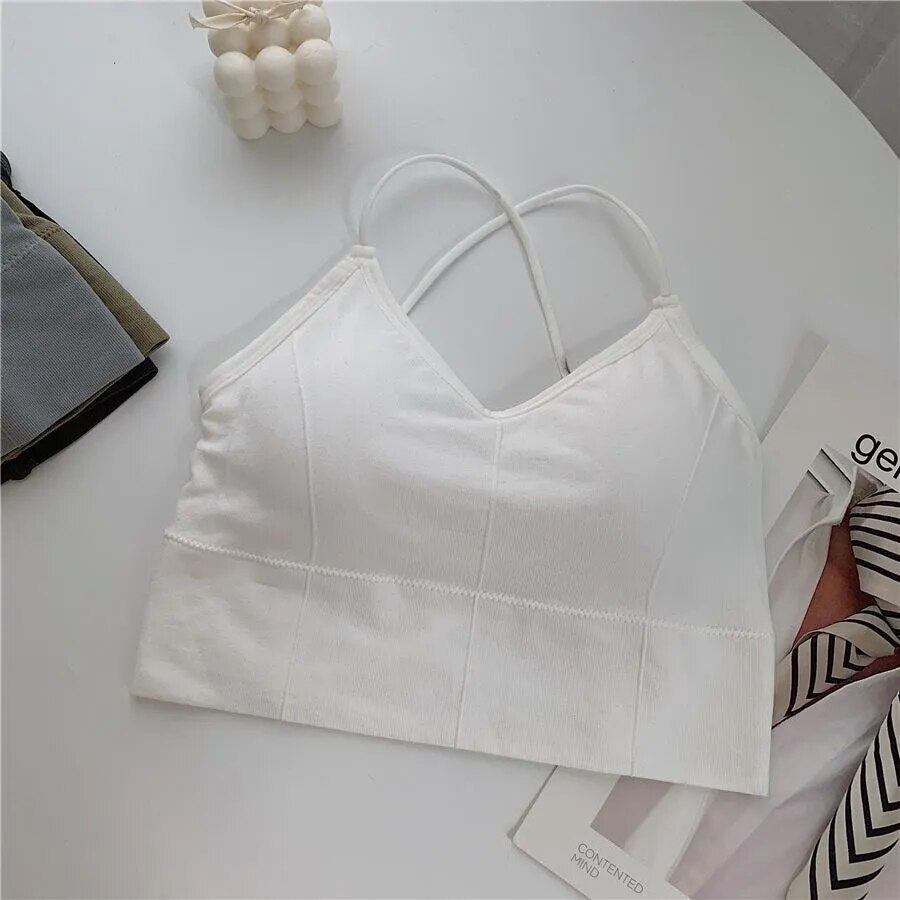 Sutia Esportivo Feminino Push Up alça branco