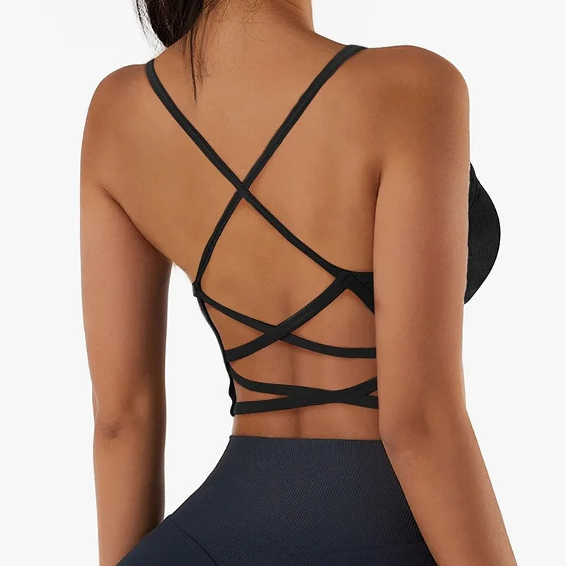 Sutia Esportivo Feminino Push Up alça cruzada