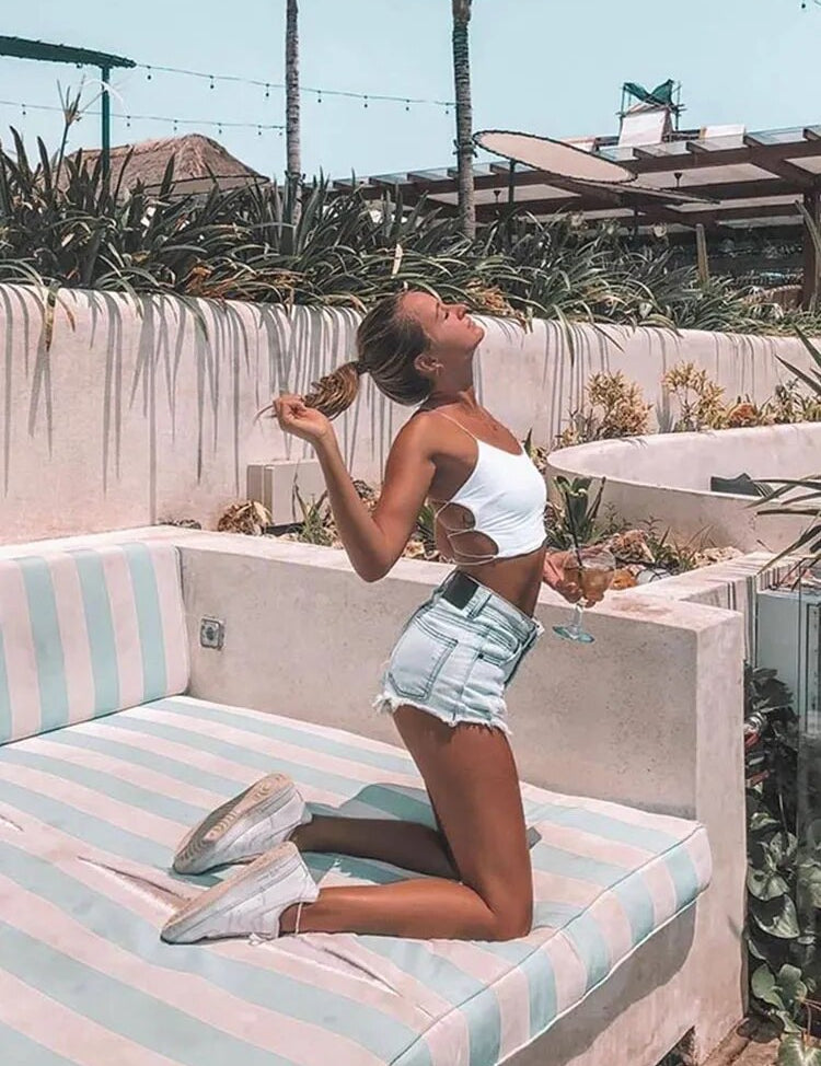 Top Bodycon Feminino sem costas branco