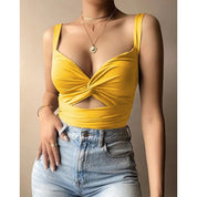 Top Casual Feminino Sem Mangas amarelo