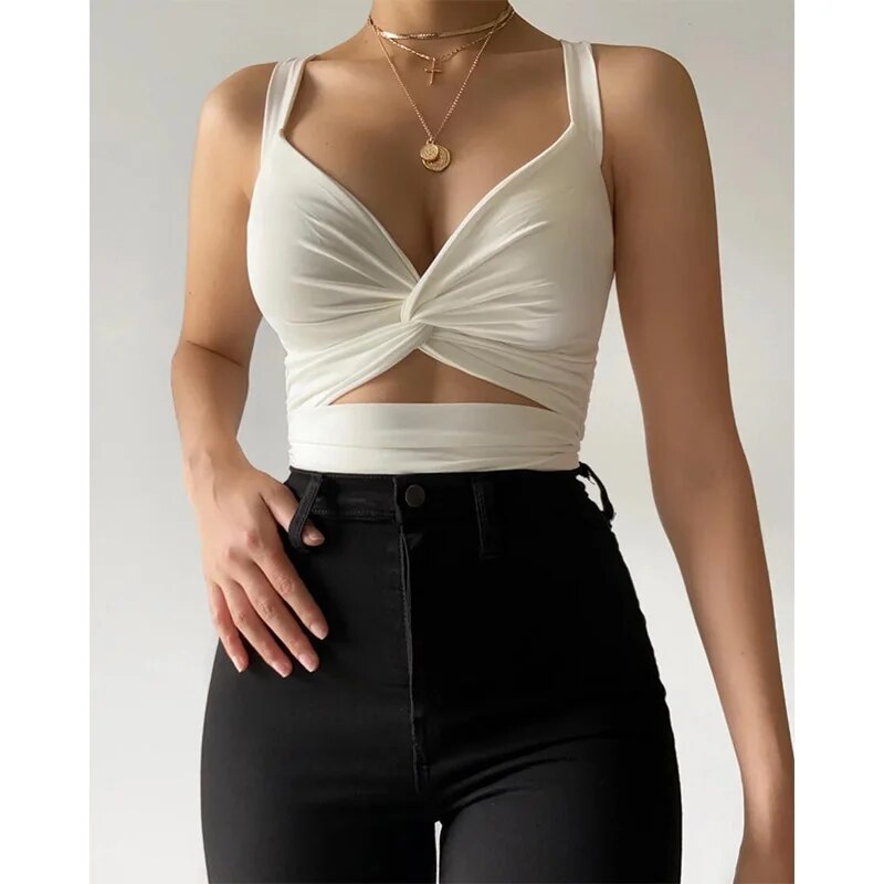 Top Casual Feminino Sem Mangas branco