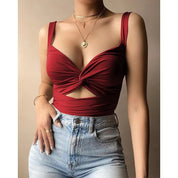 Top Casual Feminino Sem Mangas vermelho