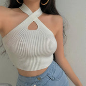 Top Justo Casual Gola Halter bege