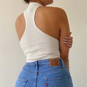 Top Justo Casual Gola Halter bege