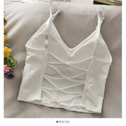 Top Sexy Feminino construído em sutiã branco 
