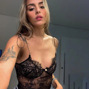 Top de Renda Feminino preto transparente