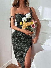 Vestido Boho Feminino preto Abertura lateral