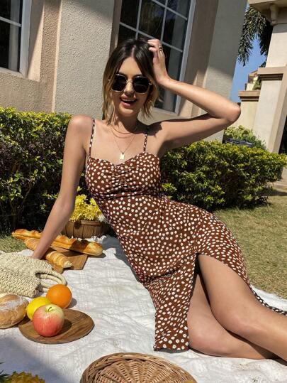 Vestido Boho Florzinhas marrom