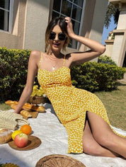 Vestido Boho amarelo com Florzinhas 