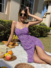 Vestido Boho roxo  Florzinhas