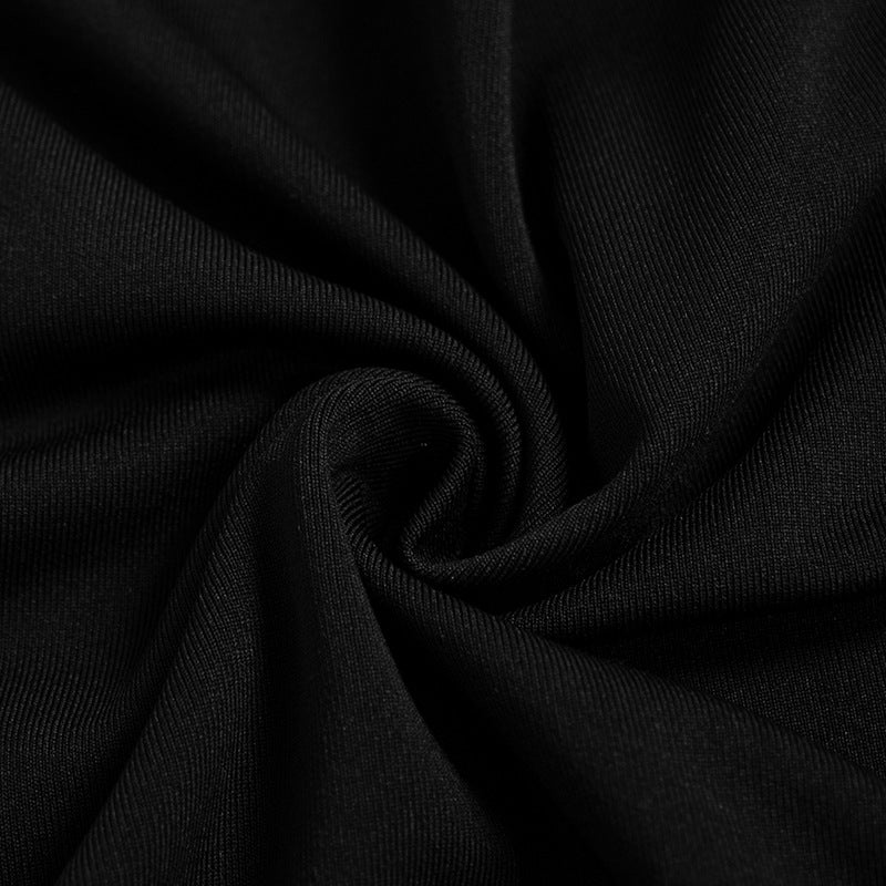 Vestido de Manga Longa preto top e saia