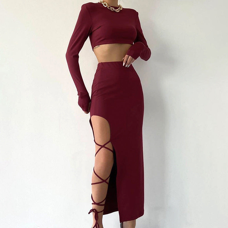 Vestido de Manga Longa vinho