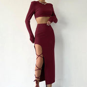 Vestido de Manga Longa vinho