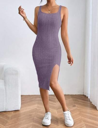Vestido de Verão Com Fenda Na Coxa damasco