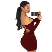 Vestido de festa preto manga longa sem costas
