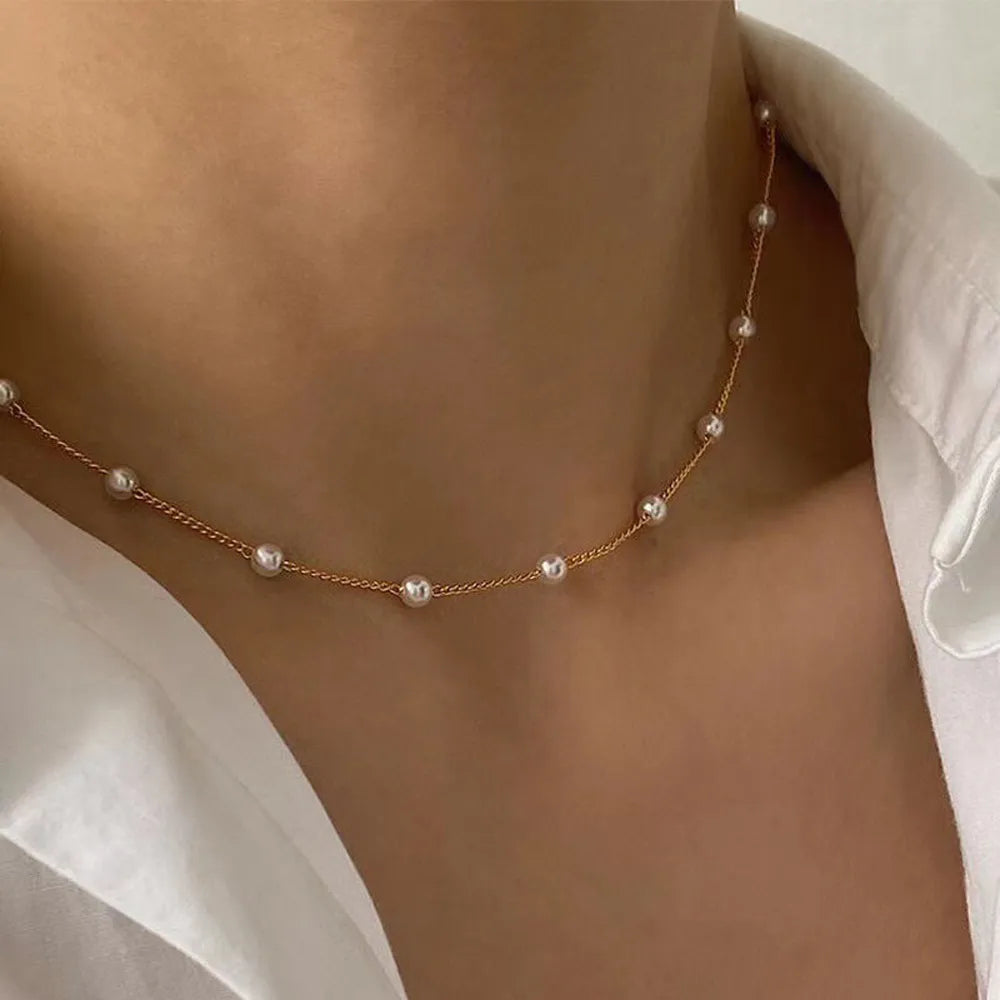 Colar Gargantilha de Pérola Feminino