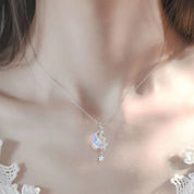 Colar Lua + Estrela Vitrificada Delicado Feminino