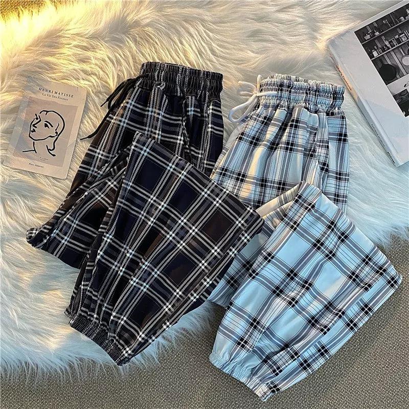 Calças Xadrez streetwear Feminina - CrystalVenus